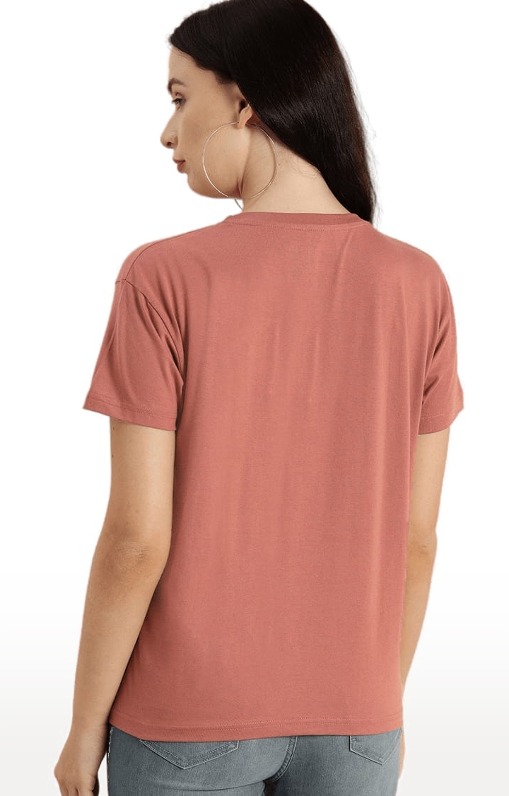 Dillinger | Women's Pink Typographic Regular T-Shirts 3