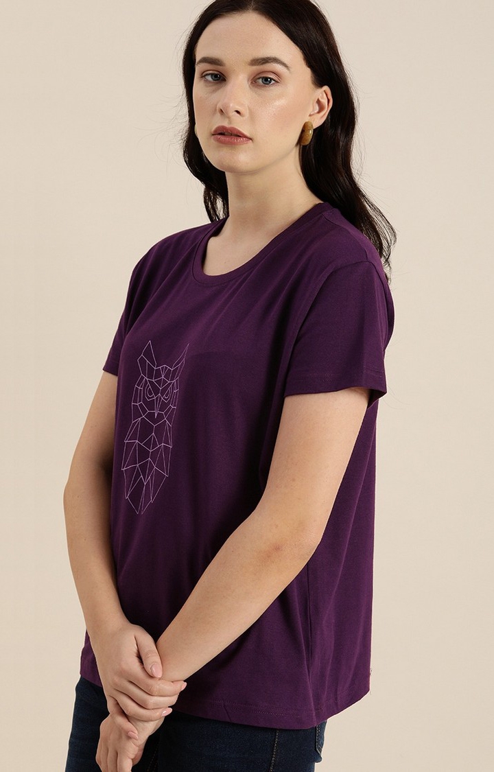 Dillinger | Women's Purple Graphics Oversized T-Shirts 0