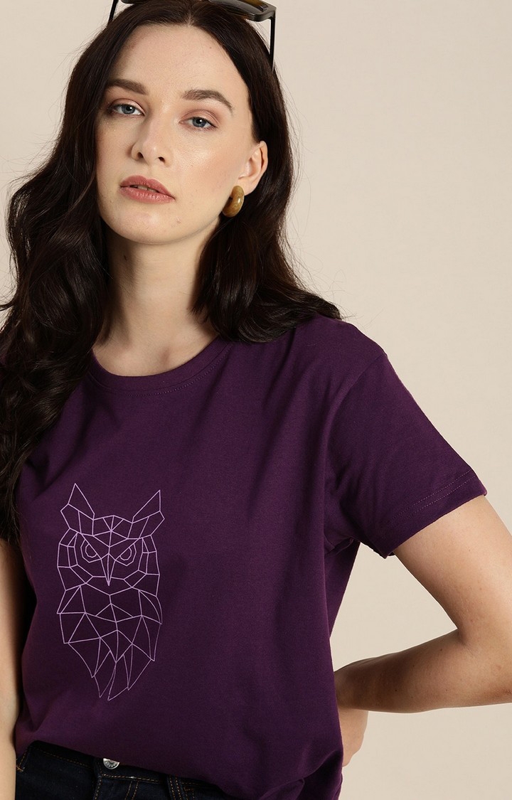 Dillinger | Women's Purple Graphics Oversized T-Shirts 2