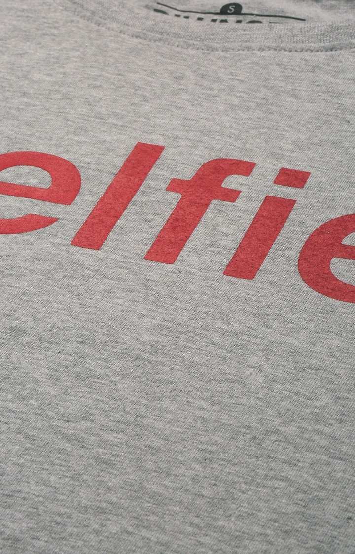 Women's Grey Cotton Typographic Printed Regular T-Shirt