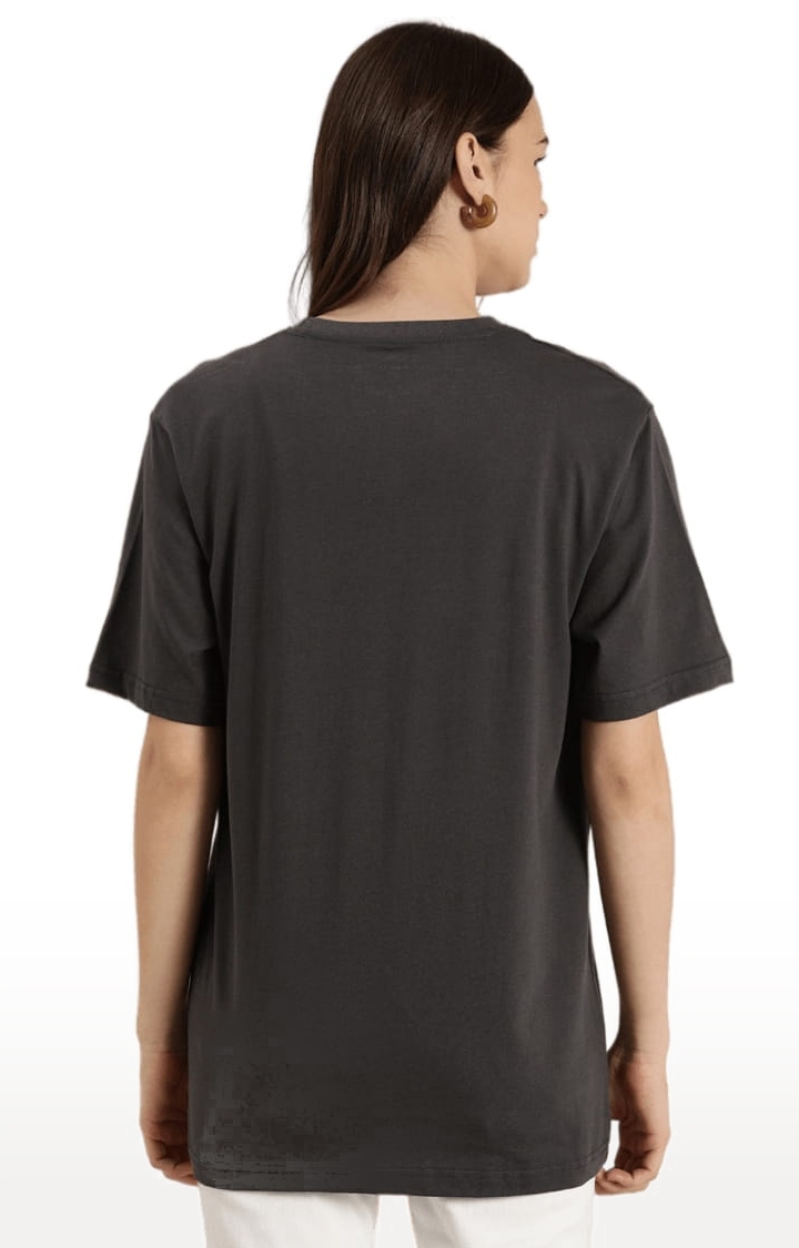 Dillinger | Women's Grey Cotton Printed Oversized T-Shirt 3