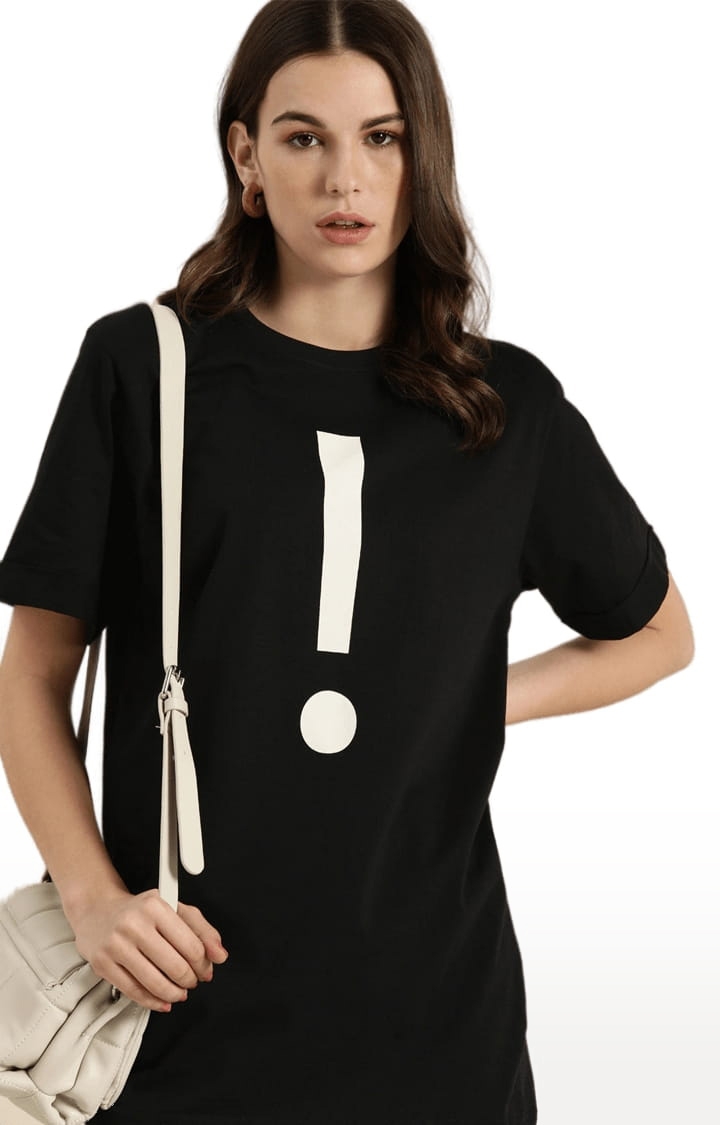 Dillinger | Women's Black Cotton Printed Oversized T-Shirt