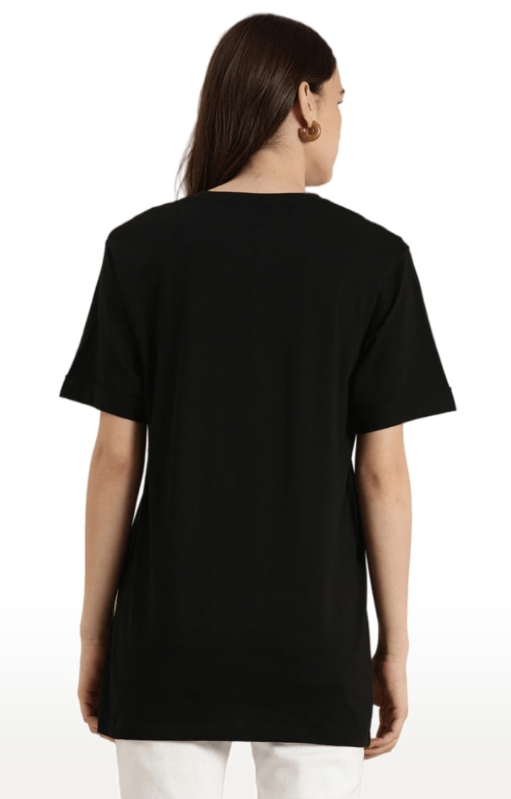 Dillinger | Women's Black Cotton Printed Oversized T-Shirt 3