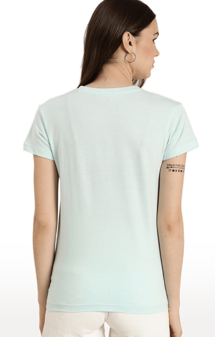 Dillinger | Women's Blue Cotton Typographic Printed Regular T-Shirt 3