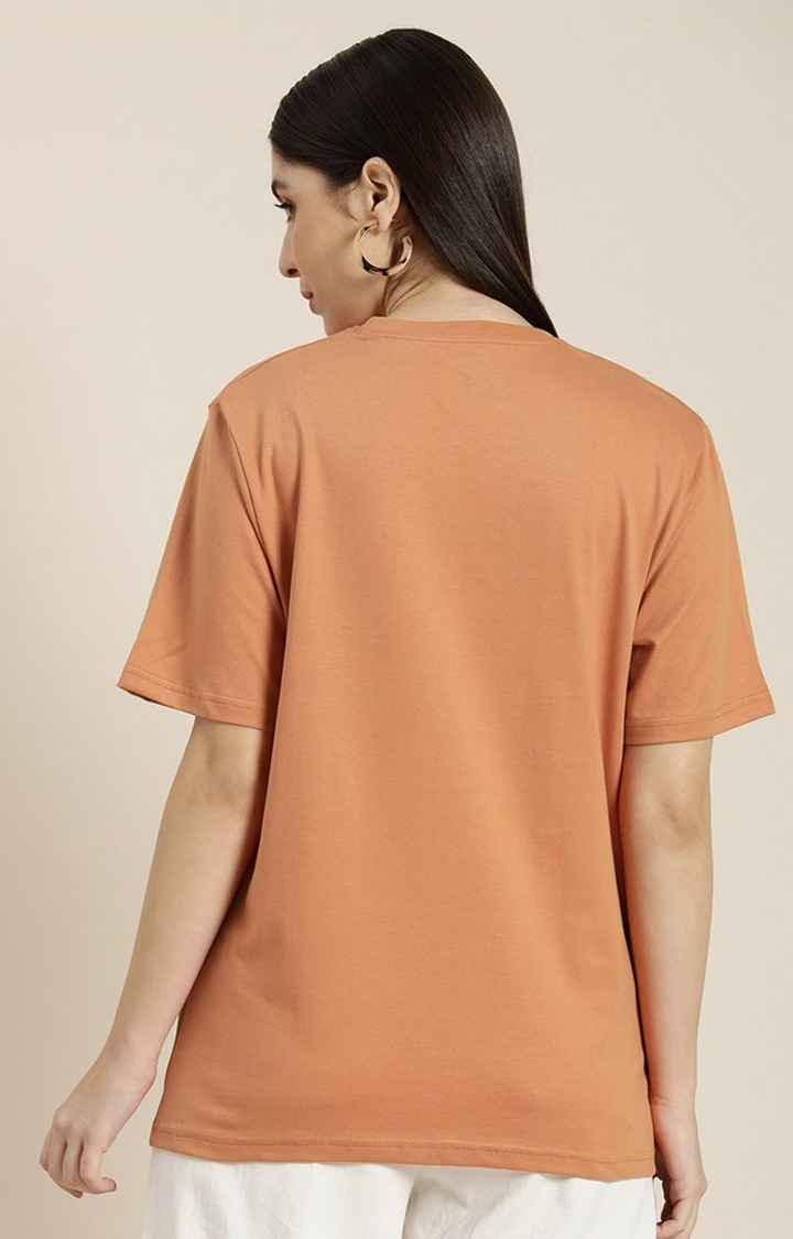 Women's Brown Solid Oversized T-Shirt