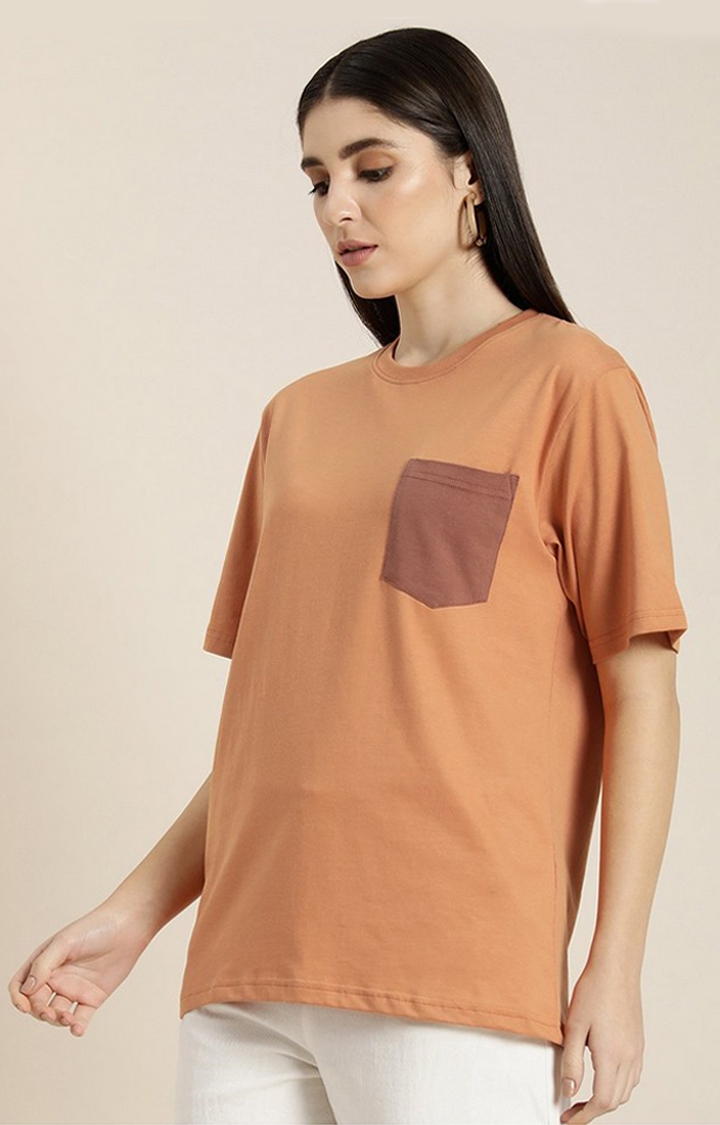 Dillinger | Women's Brown Solid Oversized T-Shirt