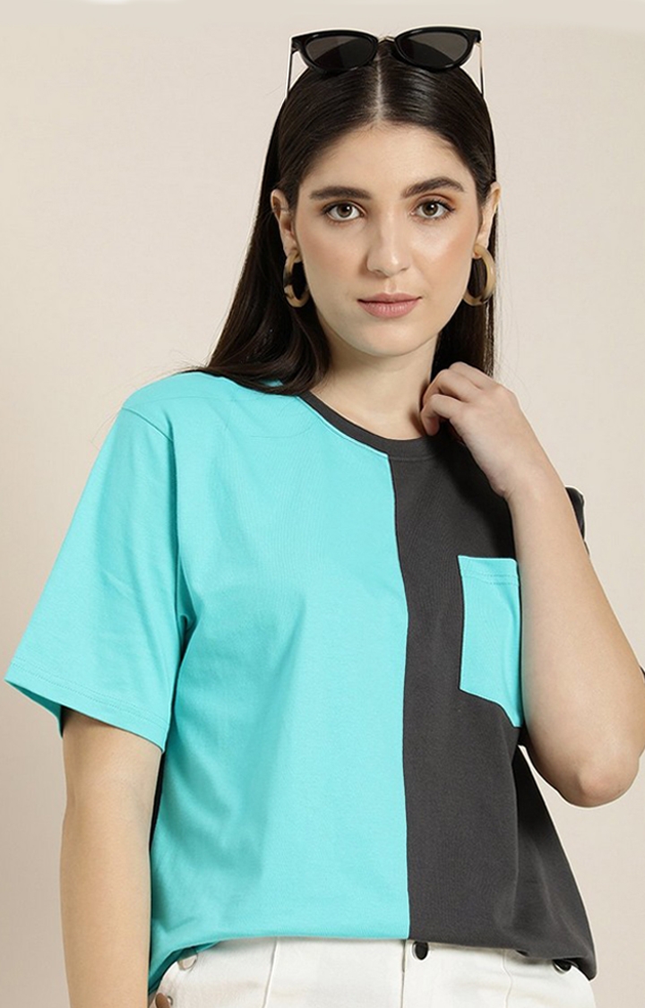 Dillinger | Women's Multicolour Colourblock Oversized T-Shirt