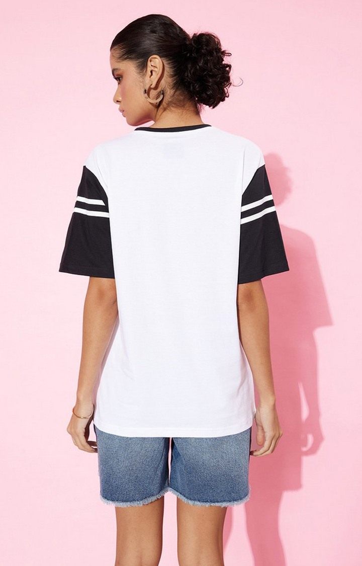 Women's White Striped Oversized T-Shirt