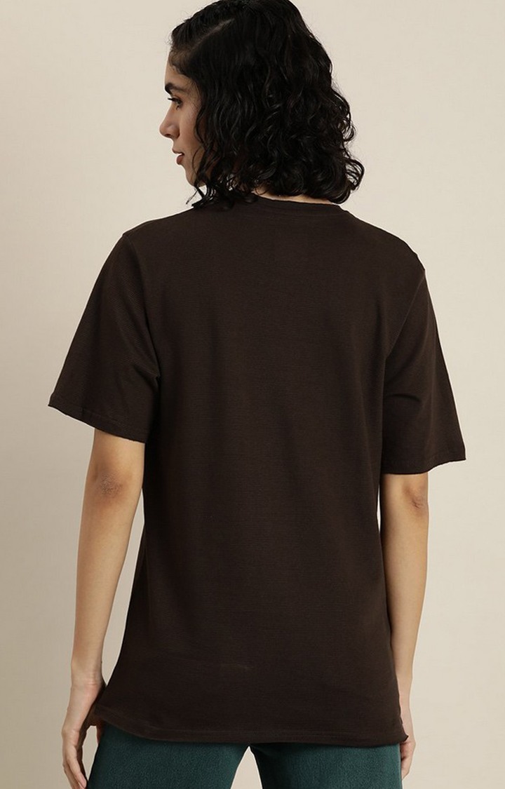 Women's Brown Solid Oversized T-Shirts