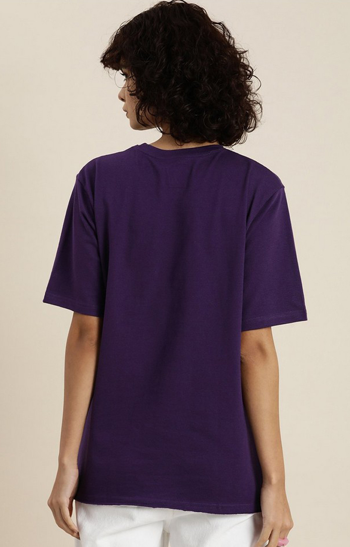 Women's Purple Solid Oversized T-Shirts