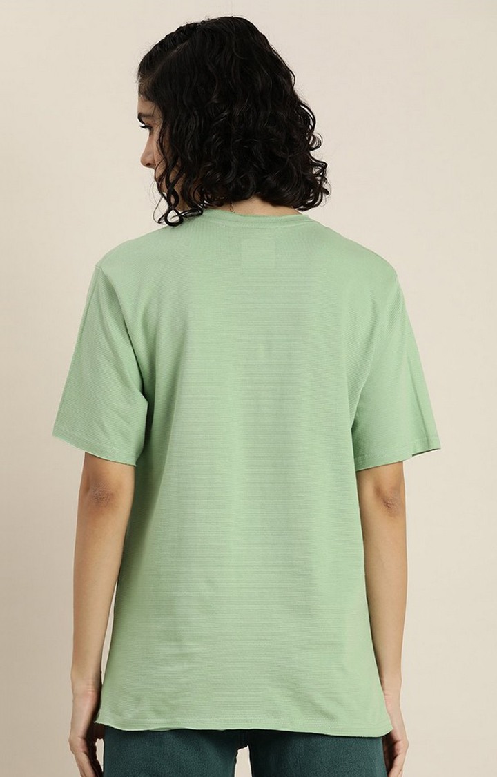 Women's Green Solid Oversized T-Shirts