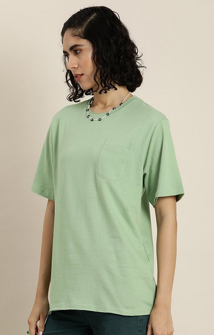 Dillinger | Women's Green Solid Oversized T-Shirts