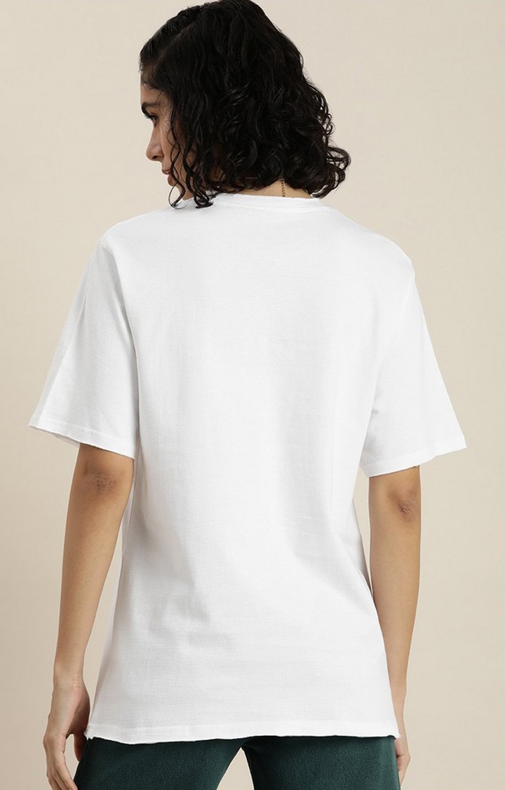 Women's White Solid Oversized T-Shirts