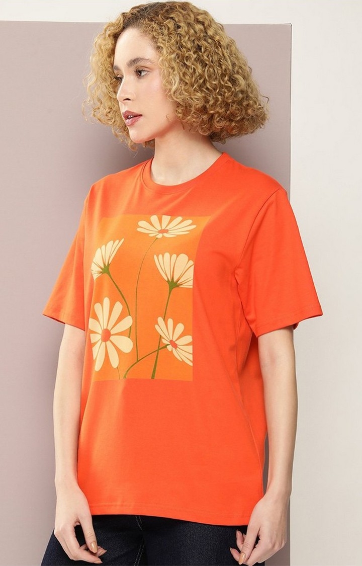 Dillinger | Women's Orange Graphic Boxy T-Shirt