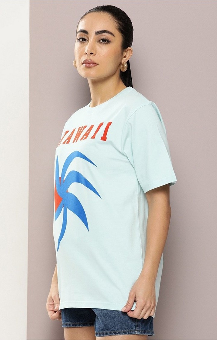 Dillinger | Women's Blue Graphic Oversized T-Shirt
