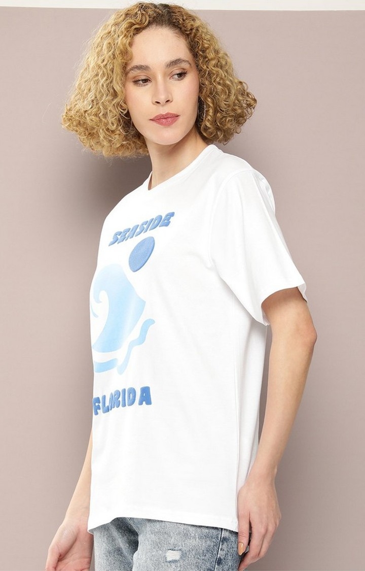 Women's White Graphic Boxy T-Shirt