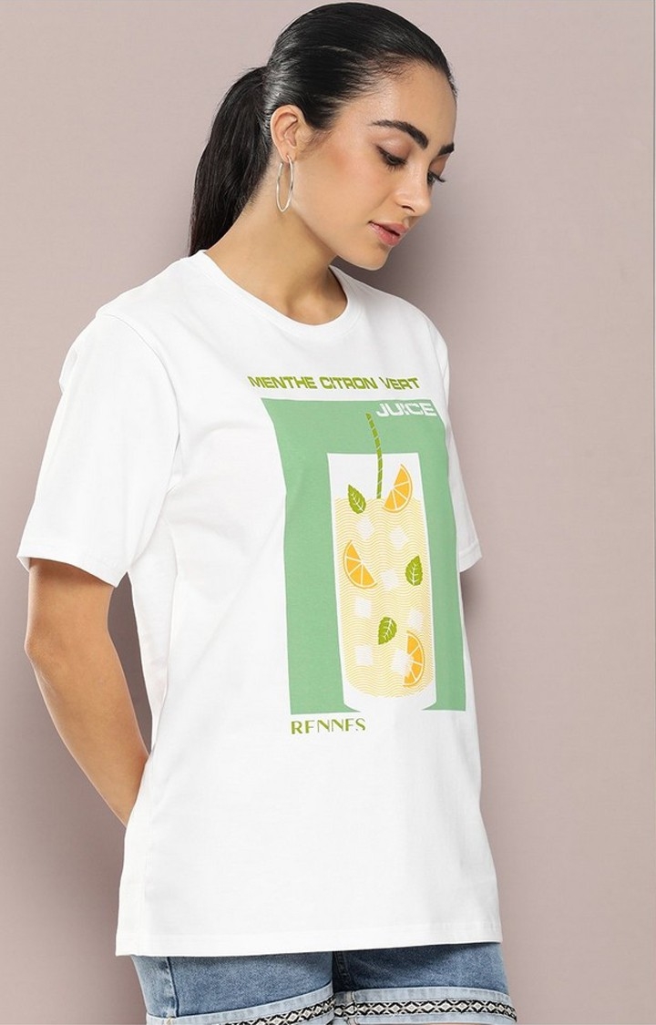 Dillinger White Graphic Oversized T-Shirt