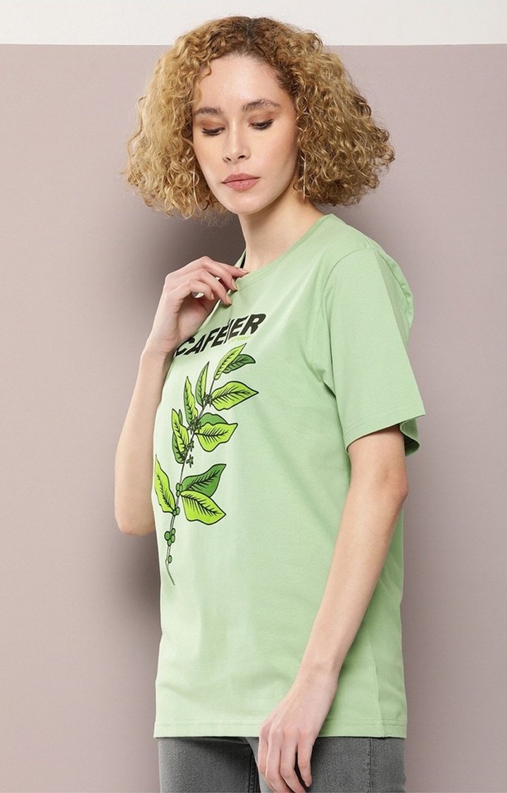 Dillinger | Women's Green Graphic Oversized T-Shirt