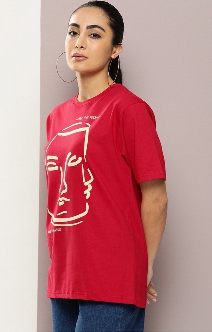 Dillinger Red Graphic Oversized T-Shirt