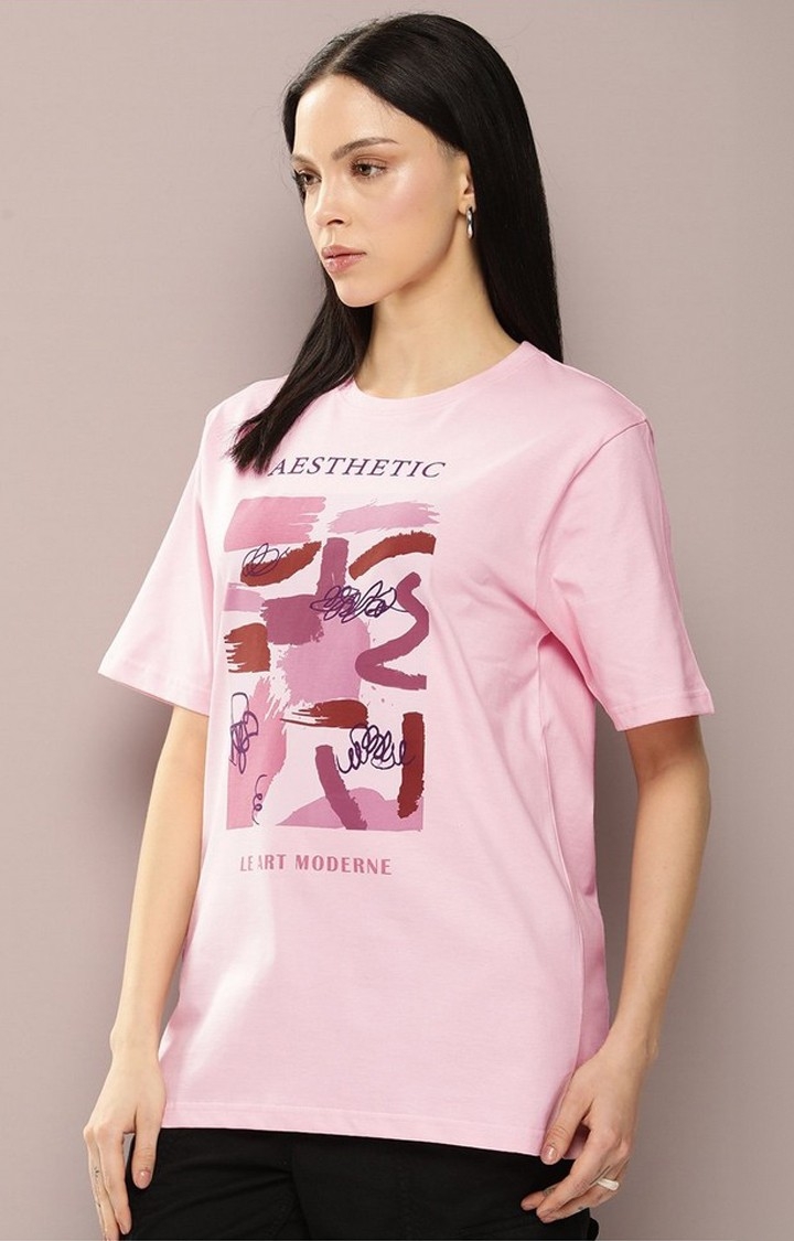 Dillinger Pink Graphic Oversized T-Shirt