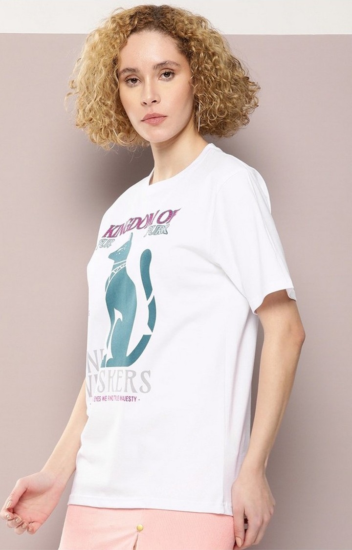 Dillinger | Women's White Graphic Oversized T-Shirt