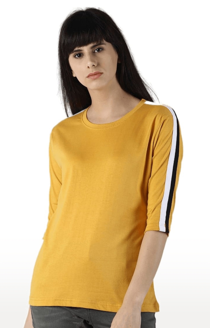 Dillinger | Women's Yellow Solid Regular T-Shirts 0