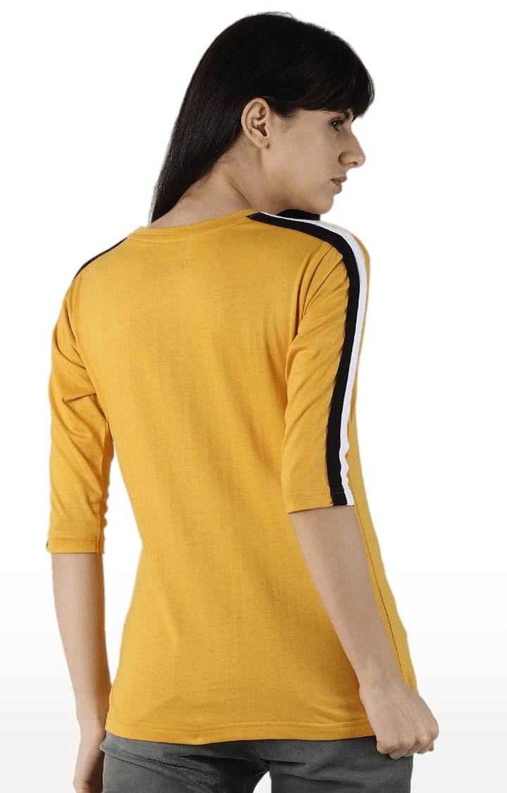 Dillinger | Women's Yellow Solid Regular T-Shirts 3