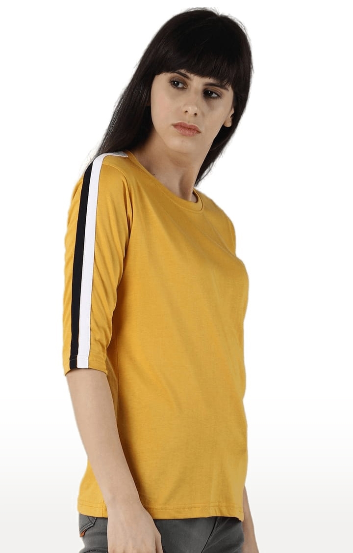 Dillinger | Women's Yellow Solid Regular T-Shirts 2