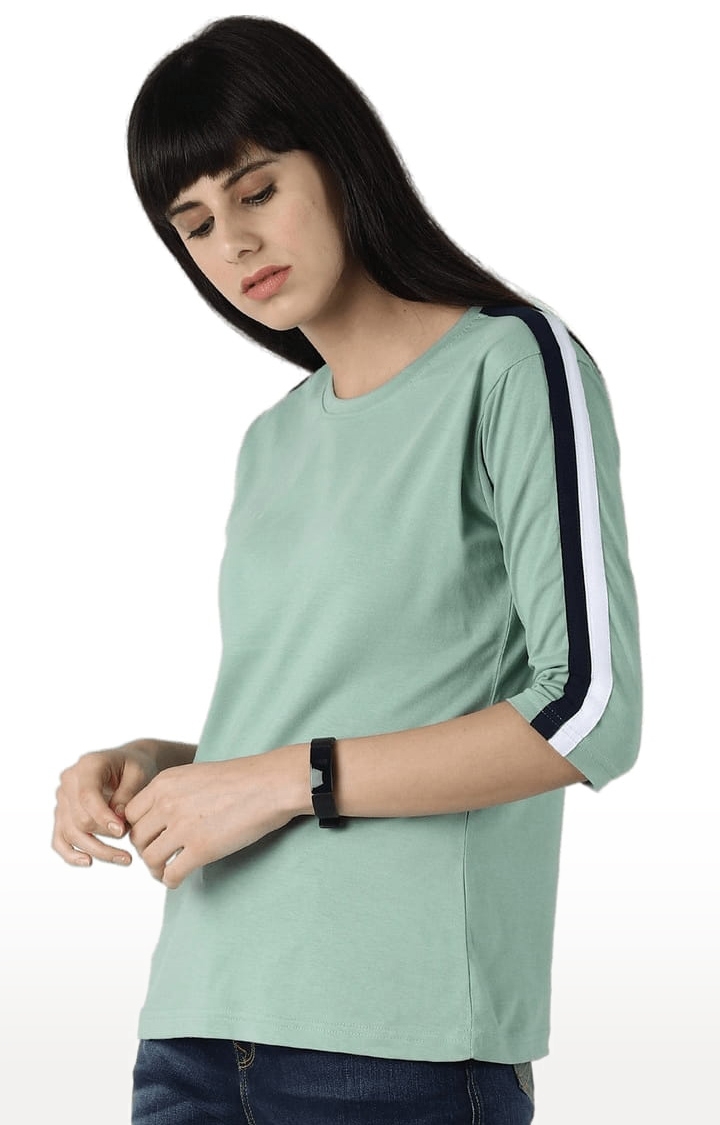 Dillinger | Women's Green Cotton Solid Regular T-Shirt 2