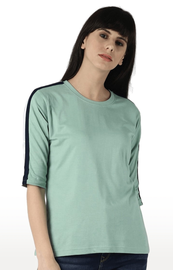Dillinger | Women's Green Cotton Solid Regular T-Shirt 0