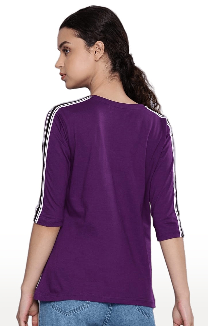 Dillinger | Women's Purple Solid Regular T-Shirts 3