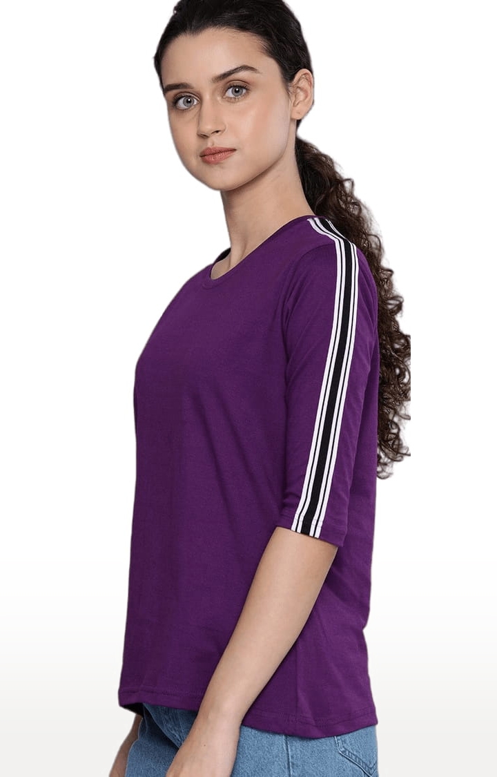 Dillinger | Women's Purple Solid Regular T-Shirts 2