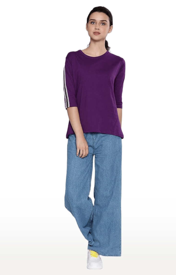 Dillinger | Women's Purple Solid Regular T-Shirts 1