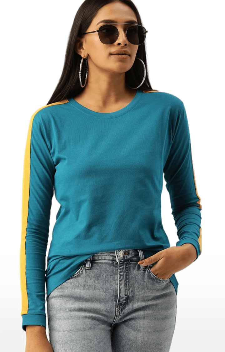 Dillinger | Women's Blue Cotton Solid Regular T-Shirt