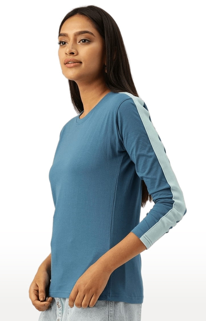 Dillinger | Women's Blue Cotton Solid Regular T-Shirt 2