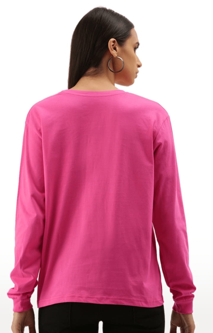 Dillinger | Women's Pink Solid Oversized T-Shirts 3