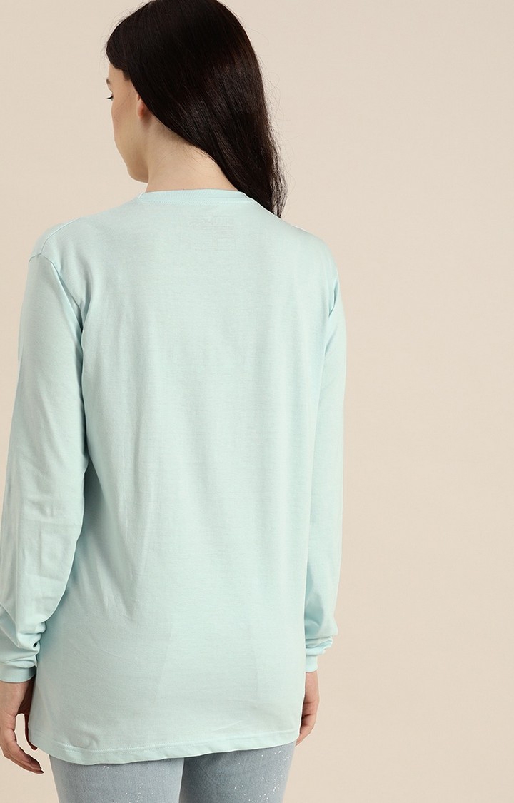 Dillinger | Women's Blue Cotton Solid Oversized T-Shirt 3