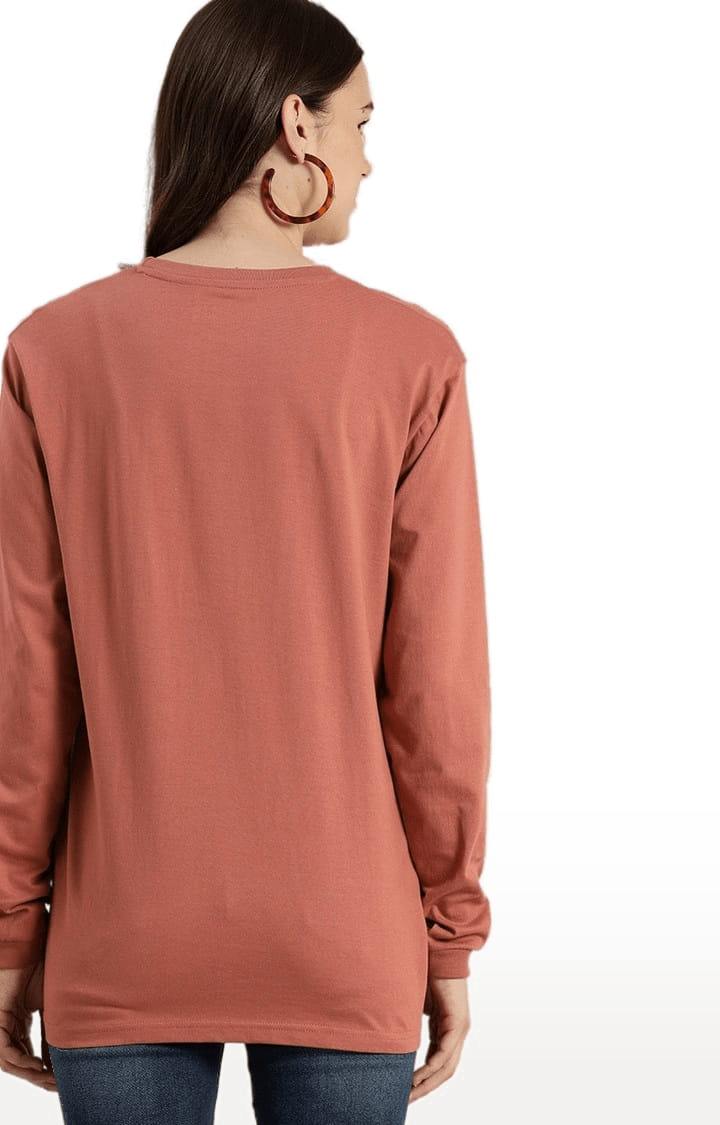 Women's Orange Solid Oversized T-Shirts