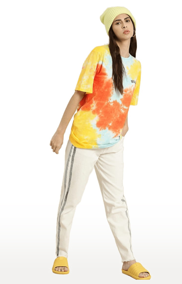 Dillinger | Women's Multicolour Cotton Tie Dye Printed Oversized T-Shirt 1