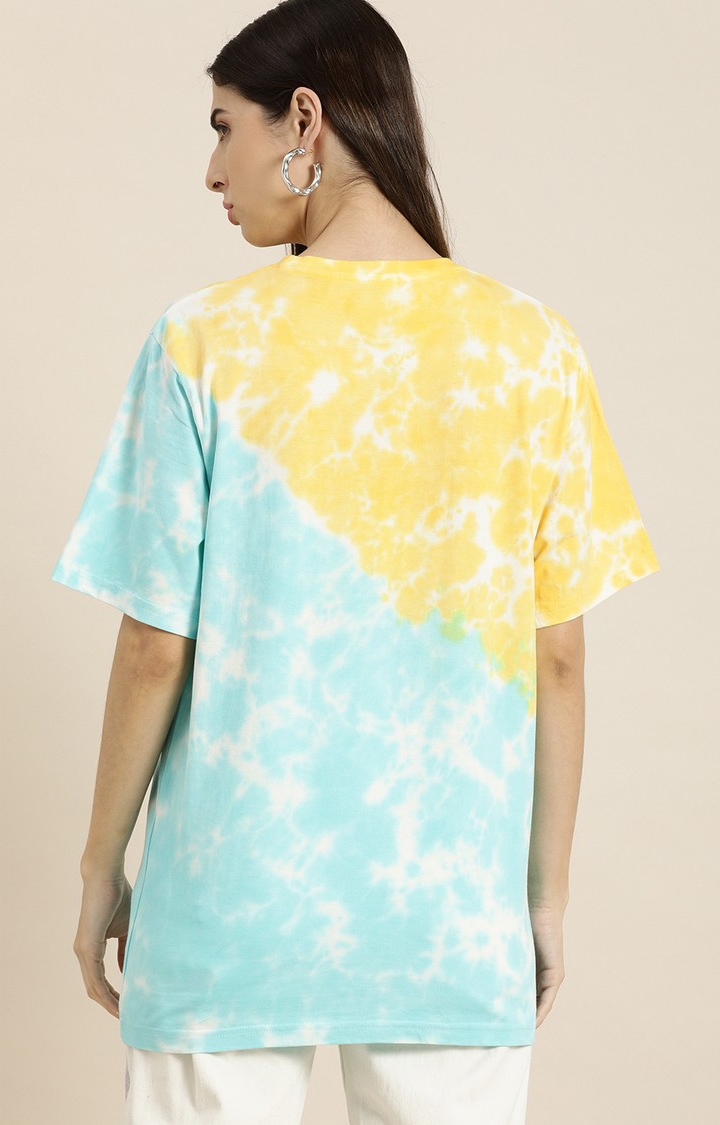 Dillinger | Women's Multicolour Cotton Tie Dye Printed Oversized T-Shirt 3