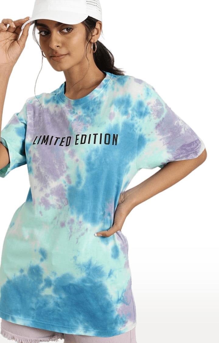 Dillinger | Women's Multicolour Cotton Tie Dye Printed Oversized T-Shirt 0