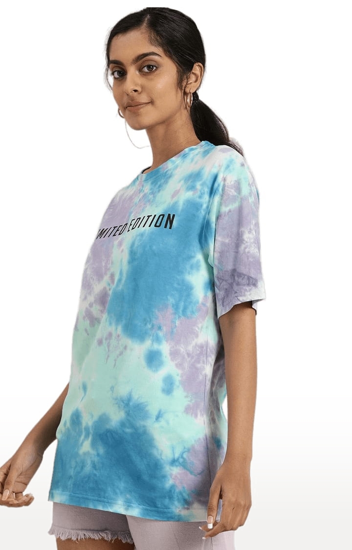 Dillinger | Women's Multicolour Cotton Tie Dye Printed Oversized T-Shirt 2