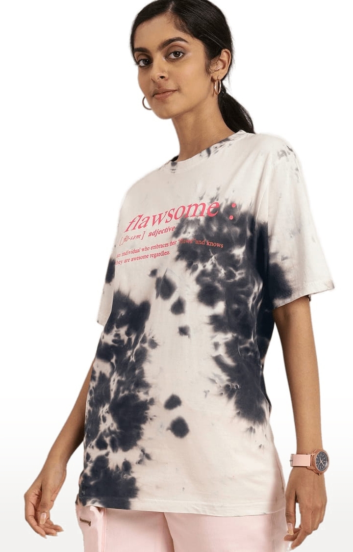 Dillinger | Women's Multicolour Cotton Tie Dye Printed Oversized T-Shirt 0