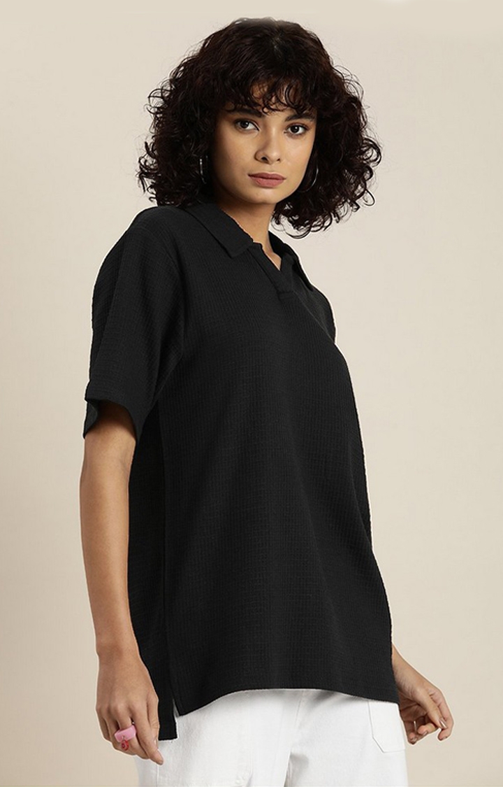 Dillinger | Women's Black Solid Oversized T-Shirts