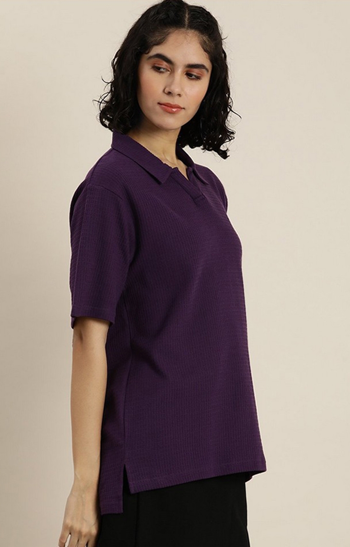 Dillinger | Women's Grape Royal  Solid Oversized T-Shirts