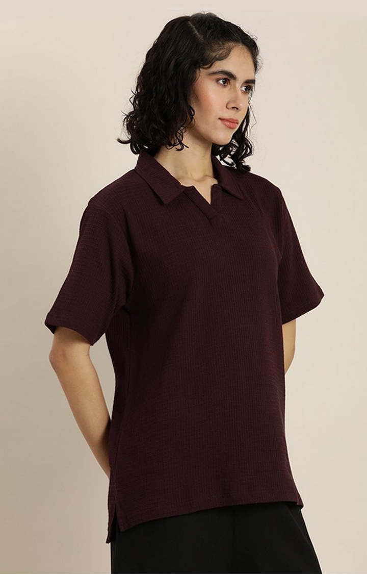 Dillinger | Women's Wine Solid Oversized T-Shirts