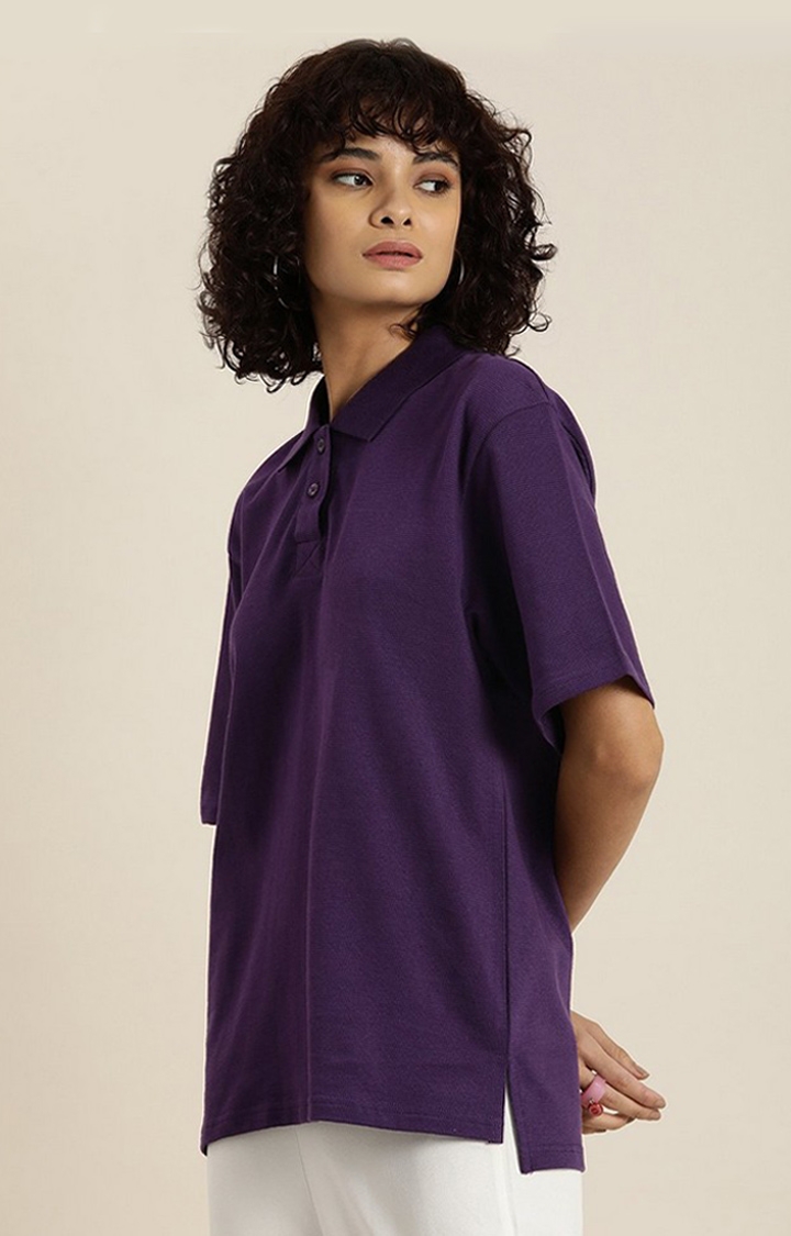Women's Grape Royal  Solid Oversized T-Shirts