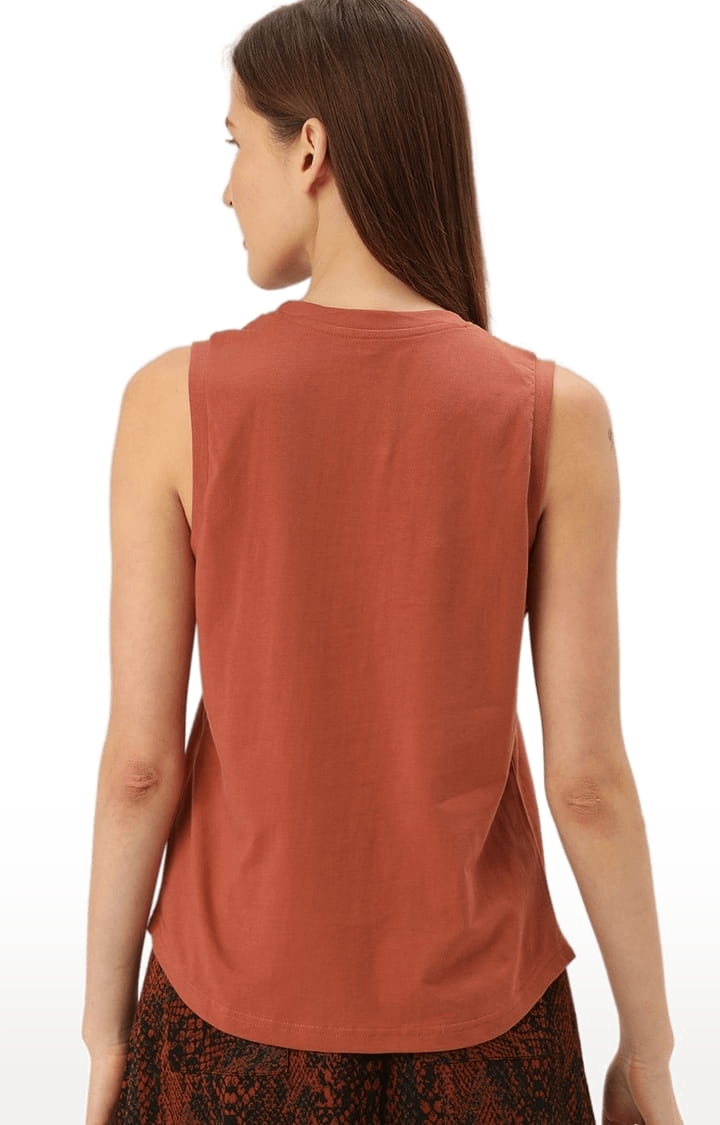 Dillinger | Women's Brown Cotton Solid Tank Top 3