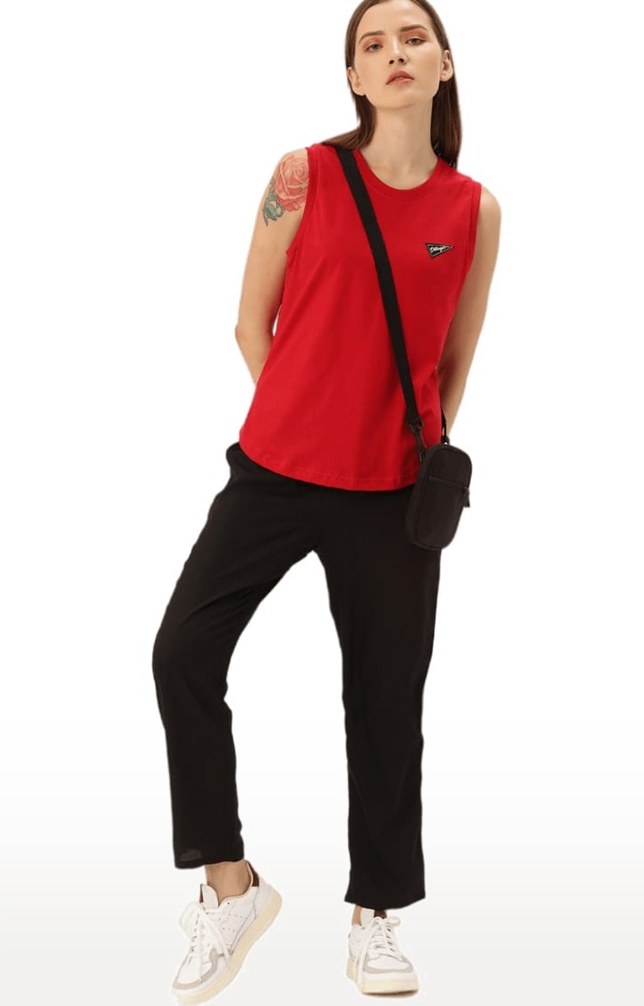 Dillinger | Women's Red Solid Tank Top 1