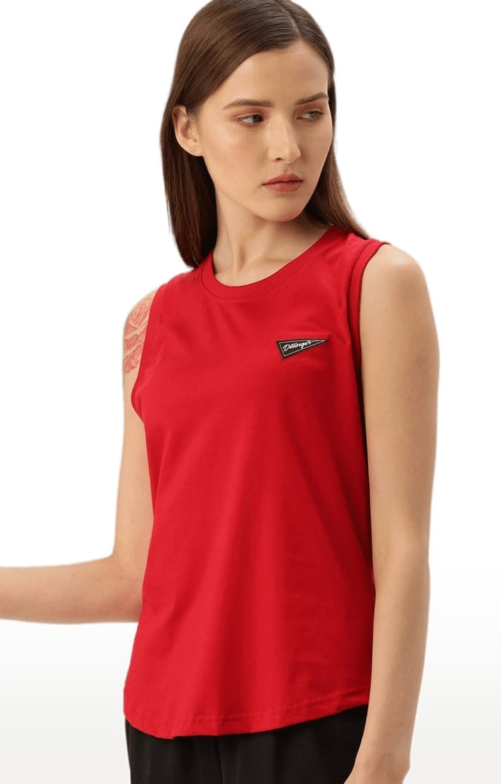 Dillinger | Women's Red Solid Tank Top 2
